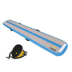 Blue AirTumble AirBeam inflatable gymnastics beam, 3m x 40cm x 10cm, with foot pump
