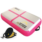 Pink AirTumble AirBlock inflatable gymnastics block, 100cm x 60cm x 20cm, with foot pump